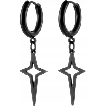 Náušnice Náušnice do uší HUGGIE Křížek Hvězda OCEL Punk Gothic Rock