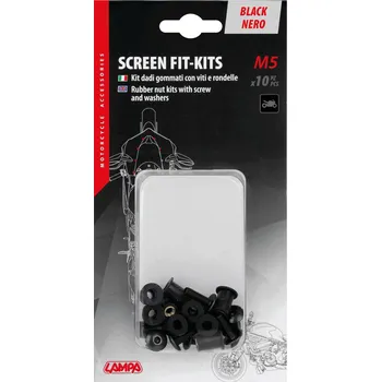 Auto-moto Šrouby M5 pro kapotáže a čelní skla motocyklů, samojistící gumové matice - 10 kusů (černá)