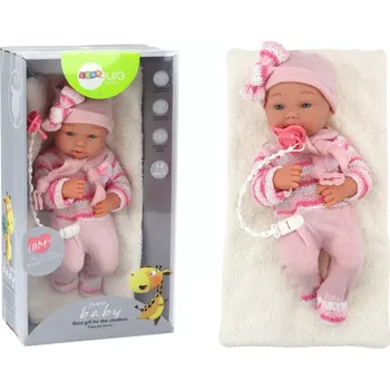 LEANToys Panenka v růžovém oblečku s dudlíkem a dekou 44cm