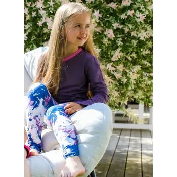 Dívčí legíny Dívčí legíny modro-bílo-ostružinové - doprodej 128