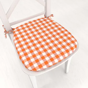 Podsedák Oblý podsedák Rebeka RE-005 Oranžovo-bílá kostka střední - 39x37x3 cm