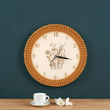 Hodiny Nástěnné hodiny luční kvítí - okrové (hodiny)