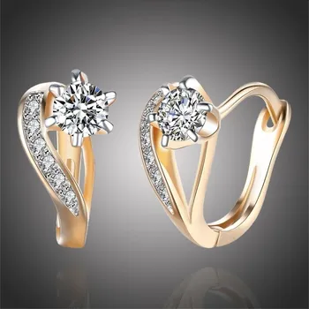 Náušnice Éternelle Náušnice se zirkony Francoa E-KZCE144 Zlatá