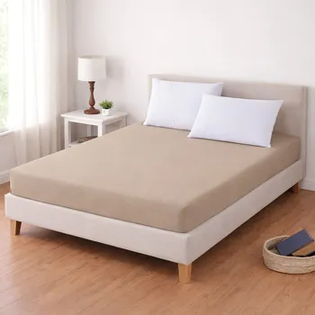 Prostěradlo Luxusní napínací mako-jersey prostěradlo s lycrou DELUXE Collection 200x220cm / 30cm elastické, latté / béžové