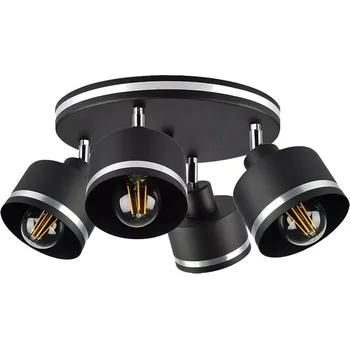Stropní lampa Wama černá 4x40W E27 stínidlo černá+stříbrná