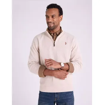 Pánská mikina U.S. Polo Assn. pánská mikina 1/4 ZIP MOCK světle hnědá S