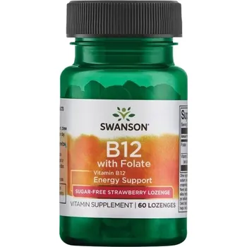 Swanson Vitamin B12 with Folate s jahodovou příchutí 60 tbl.