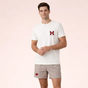 Pyžamový set s potiskem MONOGRAMU, pro muže Barva: Béžová, Velikosti: M