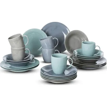 Talíř Jídelní servis (24 dílů) Jive, šedá/modrá/mentolová