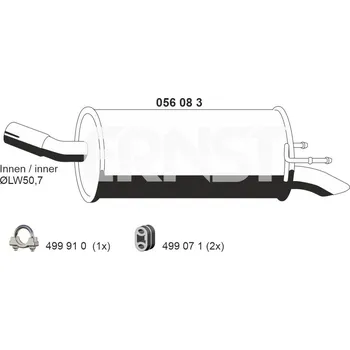 Tlumič výfuku Zadní tlumič výfuku ERNST 056083