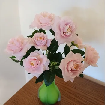 umělá květina Růže keřík 5 květů 29 cm růžová