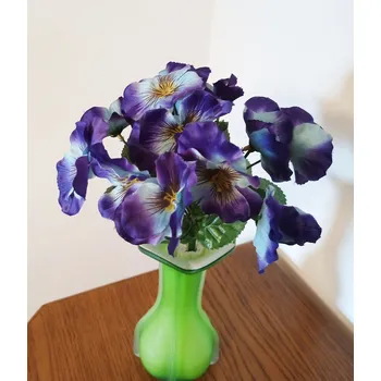 umělá květina Kytice macešek 27 cm modrá