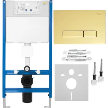 Klozet Rea Rea, Podomítkový WC systém K011A-Q + tlačítka HD Gold, KPL-E9560