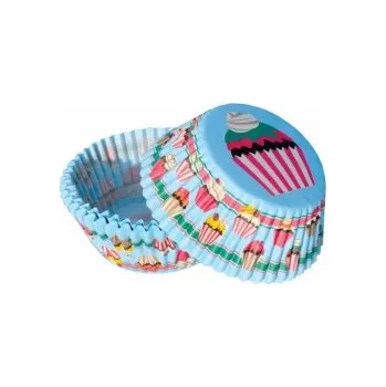 Potravinová fólie Košíčky na muffiny - CUPCAKE modré / 50 ks