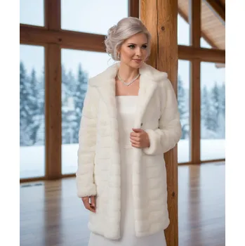 Dámský kožich Prošívaný kožešinový svatební kabát - ivory: BF-239 Vybraná velikost: XS