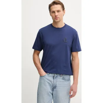 Pánské tričko Bavlněné tričko Just Cavalli 80OAHT07.CJ500 námořnická modř 59X, vel. S