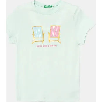 Dětské bavlněné tričko United Colors of Benetton 3I1XG10JJ.P.Seasonal tyrkysová 65X, vel. 116