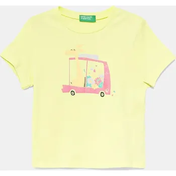 Chlapecké tričko Dětské bavlněné tričko United Colors of Benetton 3I1XG10JJ.P.Seasonal zelená 71X, vel. 104