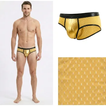 Slipy Síťované slipy Manview žluté zlaté Velikost: XL Metalická přední část