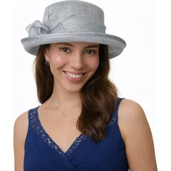 Šála SEEBERGER Cloche bledě modrý slavnostní klobouček s ozdobou - ze sisálové slámy Velikost: Unisize (S-XL)