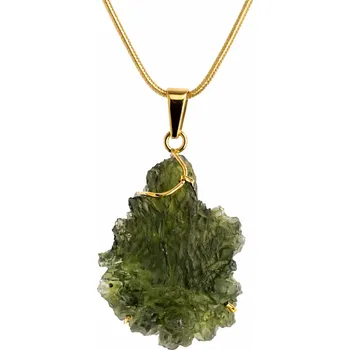 Přívěsek Zlatý přívěs s neopracovaným vltavínem Besednice