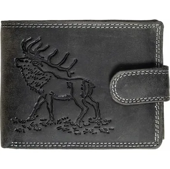 Peněženka WILD Luxusní pánská peněženka s přezkou Jelen - černá
