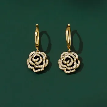 Náušnice JAY Náušnice se zirkony Kamélie - květina JAY-0047-922612 Černá