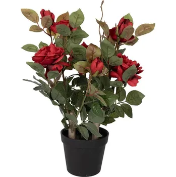 umělá květina Dekorační květina růže v květináči s červenými květy Rose red - 20*20*55 cm