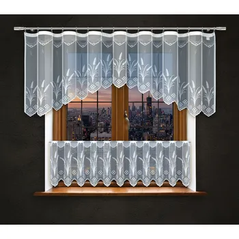 SET 2 KUSY - Dekorační vitrážová žakárová záclona POUR bílá 300x80 cm + 300x45 cm (cena za 2 kusy) MyBestHome Cena za 2 kusy