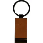 Kovová klíčenka s potahem z umělé kůže - hnědá laserové gravírování