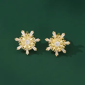 Náušnice JAY Náušnice se zirkony Sněhové vločky JAY-0071-WX-1458 Zlatá