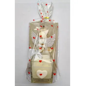 Svíčka Andělka bílá a sojová Svíčka ve skle (Něžný dárek z lásky – andělka & sójová svíčka v jednom harmonickém setu.)