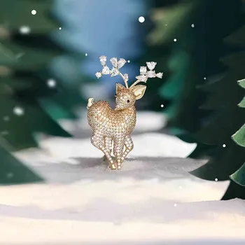 Brož Éternelle Vánoční brož Swarovski Elements Rudolf 5 - vánoční sob B2185-XZ0343 Zlatá