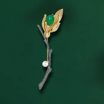 Brož Éternelle Luxusní brož Viviane B7301-LXT1102SS Zelená