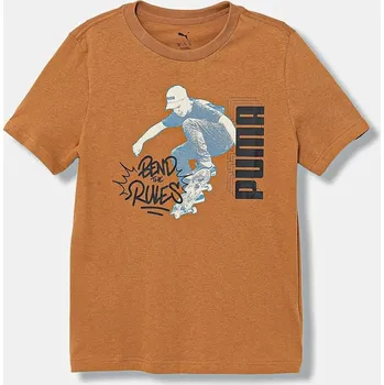 Chlapecké tričko Dětské bavlněné tričko Puma MID90s Graphic Tee I B 688464. hnědá 82X, vel. 176