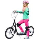 HOMCOM dětská koloběžka s pneumatikami odrážecí koloběžka koloběžka městská koloběžka pro děti kickboard 16 palců od 5 let výškově nastavitelná černá | Aosom