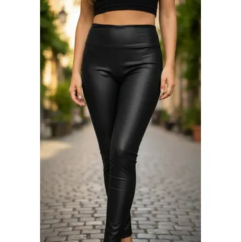 Dámské legíny Dámské koženkové legíny velké velikosti černé