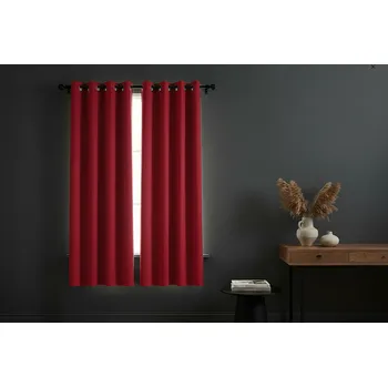 Zatemňovací krátký závěs s kroužky FLAVIA- BLACKOUT 135x180 cm červená (cena za 1 kus) Mybesthome