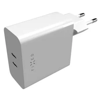 Nabíječka FIXED síťová s 2x USB-C výstupem, podpora PD, 65W, bílá