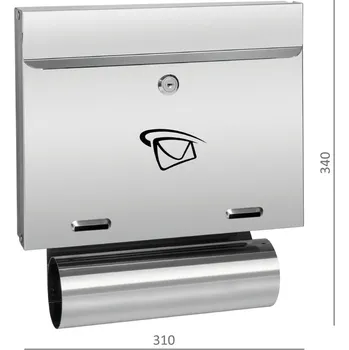 Železářství poštovní schránka EL1-PS18, leštěná nerez - dopisní schránka 310 x 340 x 60 mm (š x v x hl)