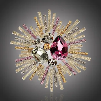 Brož Éternelle Exkluzivní brož Swarovski Elements Marchegiana B7005-LXT0755 Zlatá