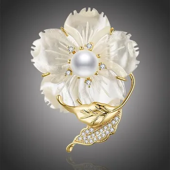 Brož Éternelle Brož s perlou Samantha B7045-XH0244 Bílá/čirá