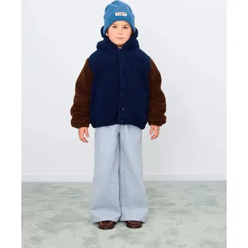 Chlapecká bunda Dětská bunda Tinycottons COLOR BLOCK POLAR SHERPA HOODIE AW25.362 námořnická modř 59X, vel. 98