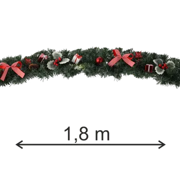 Vánoční dekorace VÁNOČNÍ DEKORACE - GIRLANDA 1,8 M ČERVENÁ S CESMINOU *2477