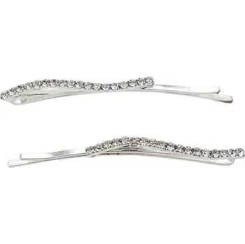 Kovová sponka s kamínky - vlnka, 2 ks