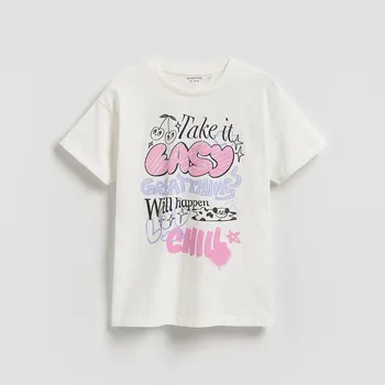 Dětská móda Reserved - Tričko s potiskem - krémová - 402HU-01X - 402HU-01X-U12