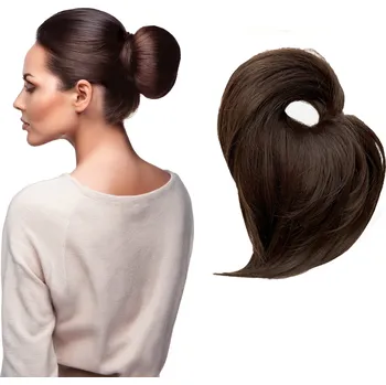 Příčesek Příčesek drdol na gumičce, syntetické vlasy, barva #6 Středně Hnědá, elegantní drdol