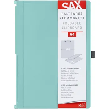 Set školních potřeb Uzavíratelné psací desky s klipem SAX A4 - zelenomodré