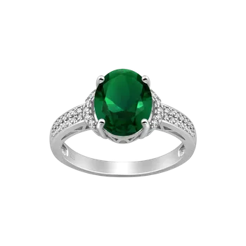 Prsten Stříbrný prsten Calista – ZELENÁ 51