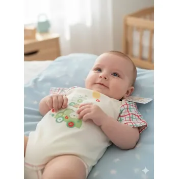 Kojenecké oblečení Kojenecké body krátký rukáv Ewa Jáš krémové